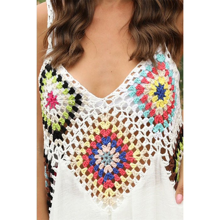 Geometric V-Neck Spaghetti Strap Cover Up Dress