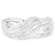 Bids.com 0.64 Carat Genuine White Diamond .925 Sterling Silver Ring Rings