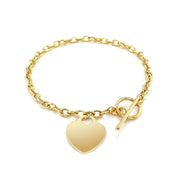 Bids.com Toggle Bracelet with Heart Charm in 14k Yellow Gold Bracelets