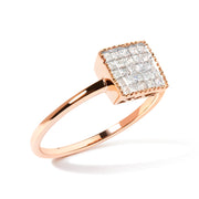 Bids.com 10K Rose Gold 1/3 Cttw Invisible Set Princess Cut Diamond Composite Square Shape Ring (H-I color, I1-I2 clarity) - Size 5 Rings