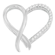 Bids.com .925 Sterling Silver 1/4 cttw Round Cut Diamond Ribbon and Heart Accent Pendant Necklace (H-I, I2-I3) Necklaces
