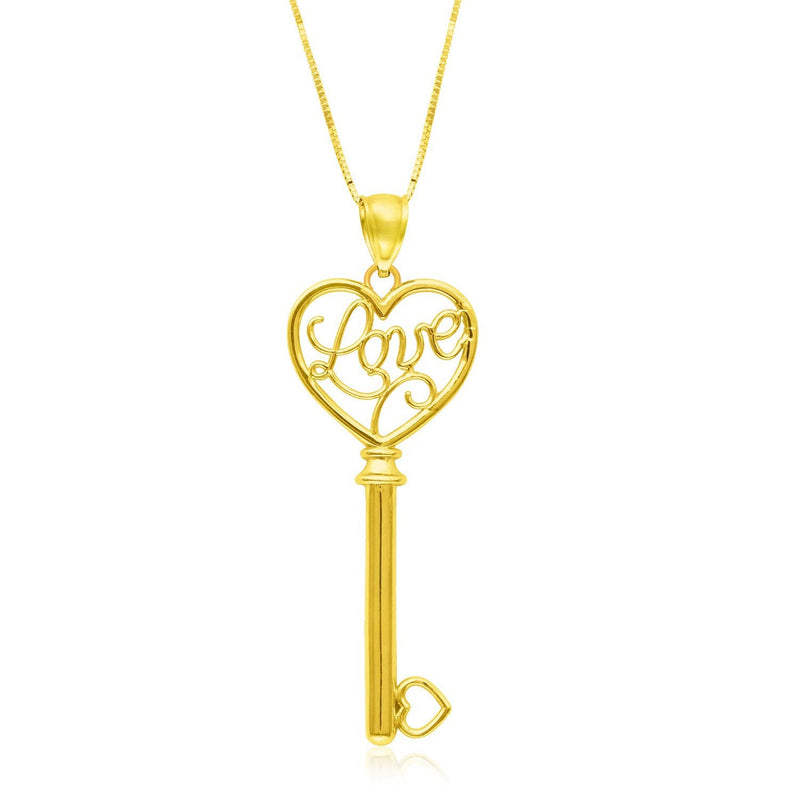 Bids.com 14k Yellow Gold Skeleton Key Style LOVE Pendant Pendants