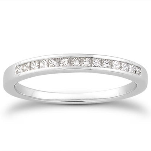 Bids.com 14k White Gold Channel Set Princess Diamond Wedding Ring Band Rings