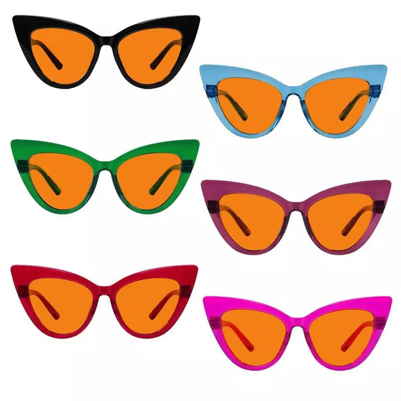 eyekeeper.com 6 Pack 100% Blue Blocking Cat-eye Orange Glasses for Sleep Metalless R2318-B98 Eyeglasses