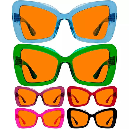 eyekeeper.com 6 Pack 100% Blue Blocking Glasses Orange Lens Metalless Screwless Cat-eye R2315-B98 Eyeglasses