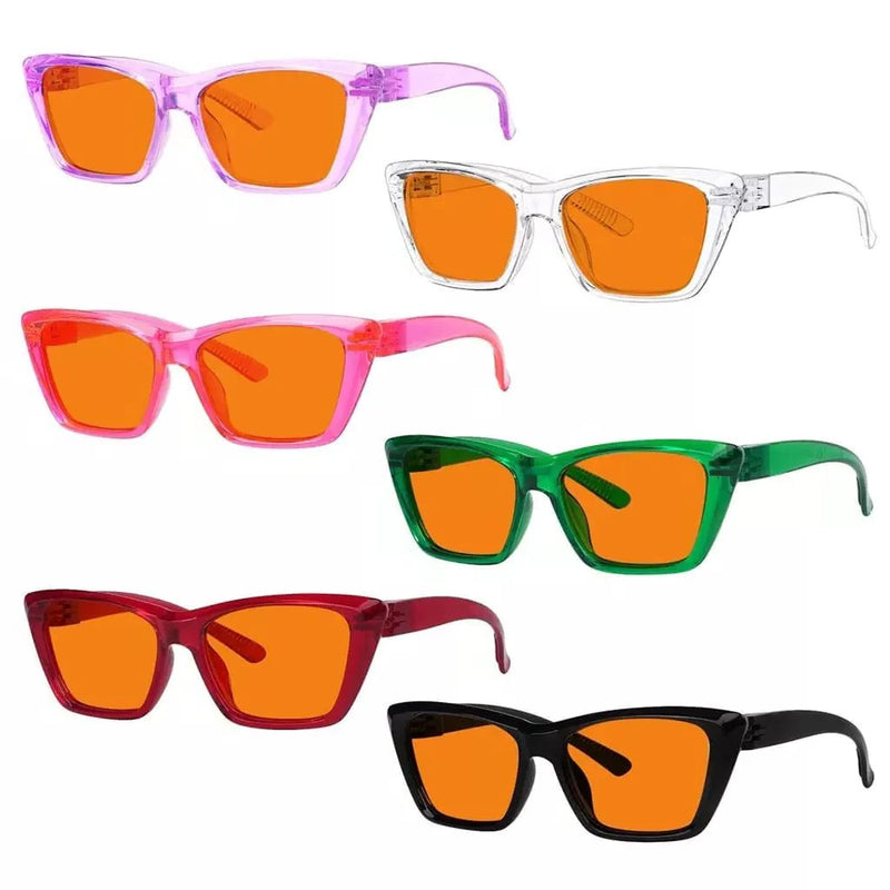 eyekeeper.com 6 Pack 100% Blue Blocking Glasses Orange Lens Metalless Screwless Cat-eye R2514-B98 Eyeglasses