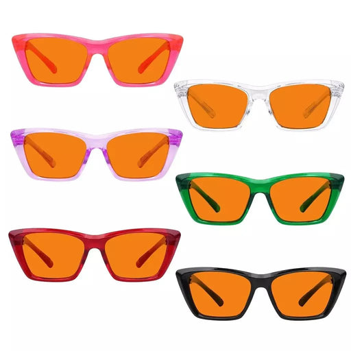 eyekeeper.com 6 Pack 100% Blue Blocking Glasses Orange Lens Metalless Screwless Cat-eye R2514-B98 Eyeglasses