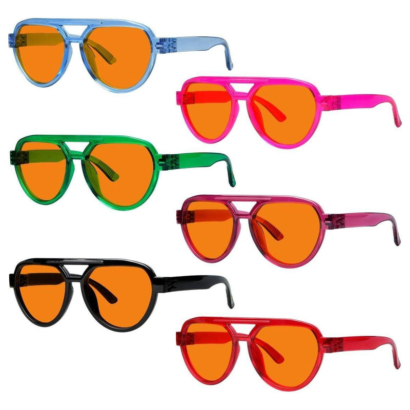 eyekeeper.com 6 Pack 100% Blue Blocking Glasses Orange Lens Metalless Screwless Pilot R2312-B98 Eyeglasses