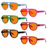 eyekeeper.com 6 Pack 100% Blue Blocking Glasses Orange Lens Metalless Screwless Pilot R2312-B98 Eyeglasses