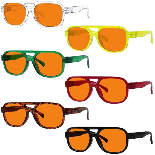 eyekeeper.com 6 Pack 100% Blue Blocking Orange Glasses for Sleep Metalless Pilot R2515-B98 Eyeglasses