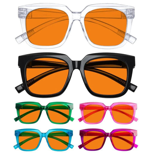 eyekeeper.com 6 Pack 100% Blue Blocking Orange Lens for Sleep Metalless Glasses R2144-B98 Eyeglasses