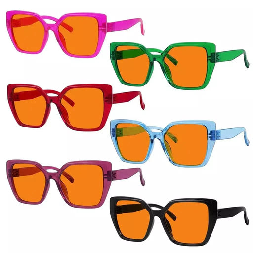 eyekeeper.com 6 Pack 100% Blue Blocking Orange Lens Metalless Screwless Nighttime Glasses R2314-B98 Eyeglasses