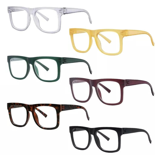 eyekeeper.com 6 Pack 30% Blue Light Blocking Large Frame Metalless Screwless Glasses R2316-B15 Eyeglasses