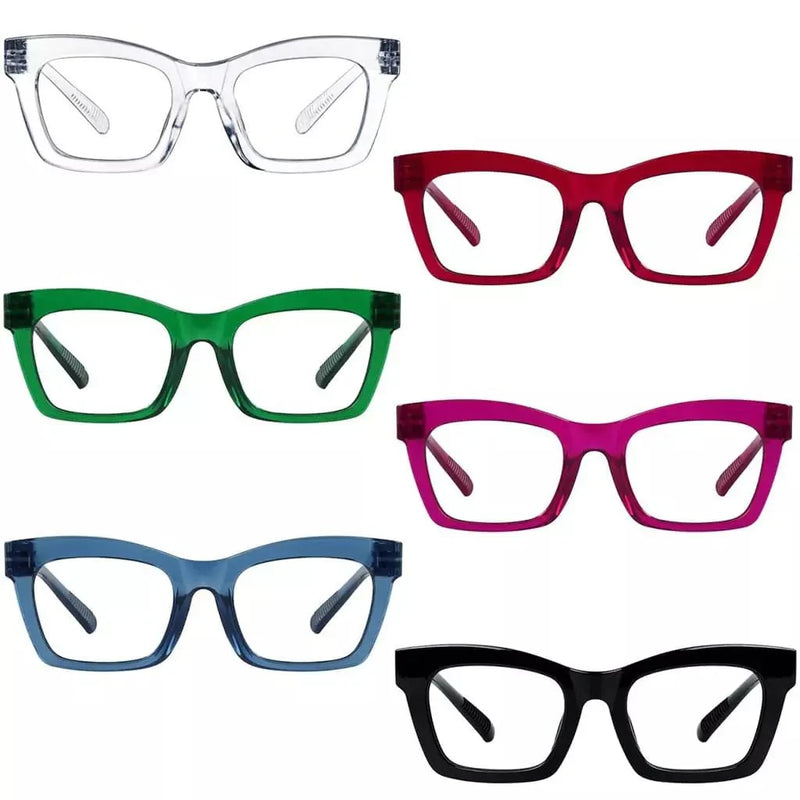 eyekeeper.com 6 Pack 30% Blue Light Blocking Metalless Screwless Cat-eye Glasses R2308-B15 Eyeglasses