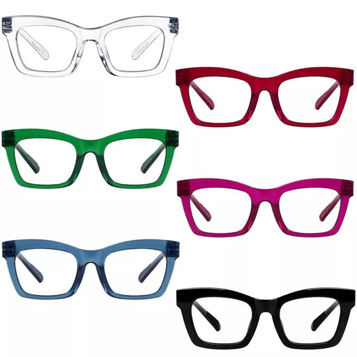 eyekeeper.com 6 Pack 30% Blue Light Blocking Metalless Screwless Cat-eye Glasses R2308-B15 Eyeglasses