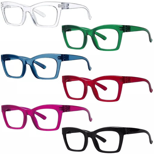 eyekeeper.com 6 Pack 30% Blue Light Blocking Metalless Screwless Cat-eye Glasses R2308-B15 Eyeglasses