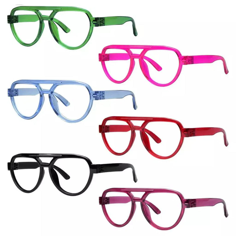 eyekeeper.com 6 Pack 30% Blue Light Blocking Metalless Screwless Pilot Glasses R2312-B15 Eyeglasses
