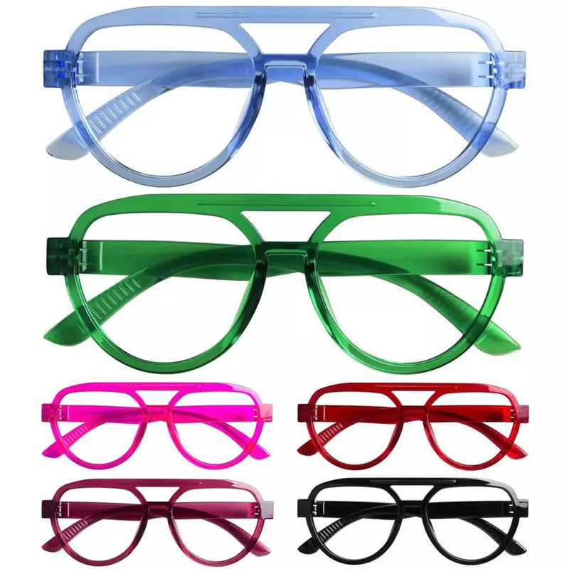 eyekeeper.com 6 Pack 30% Blue Light Blocking Metalless Screwless Pilot Glasses R2312-B15 Eyeglasses