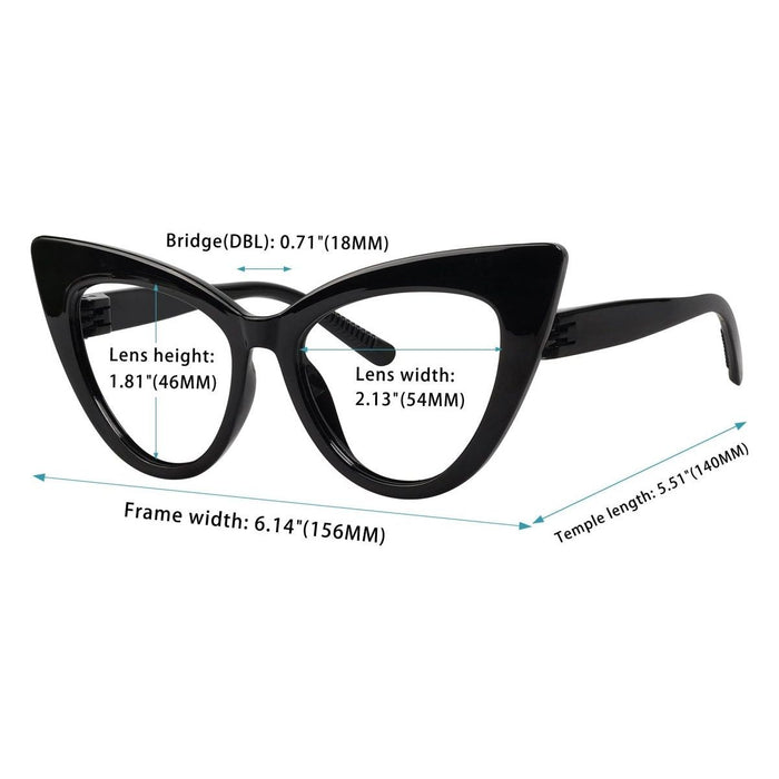 Eyekeeper.Com - 6 Pack Oversized Cat-Eye Metalless Screwless Reading Glasses R2318