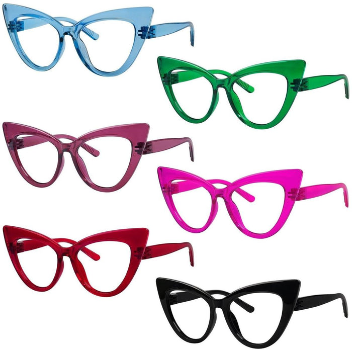 Eyekeeper.Com - 6 Pack Oversized Cat-Eye Metalless Screwless Reading Glasses R2318