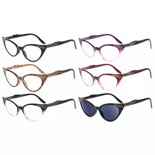 eyekeeper.com 6 Pack Cat-eye Reading Glasses Include Sunshine Readers R914 Eyeglasses