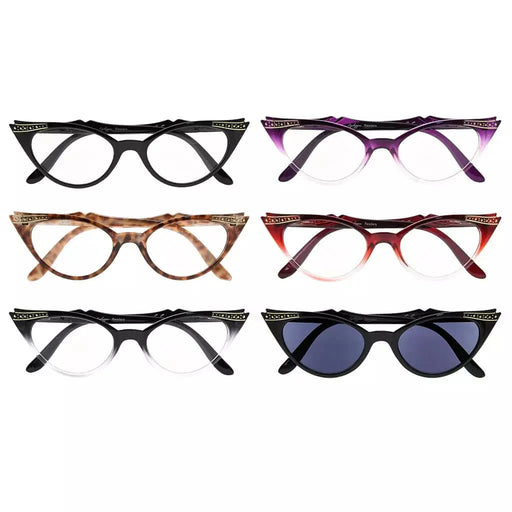 eyekeeper.com 6 Pack Cat-eye Reading Glasses Include Sunshine Readers R914 Eyeglasses