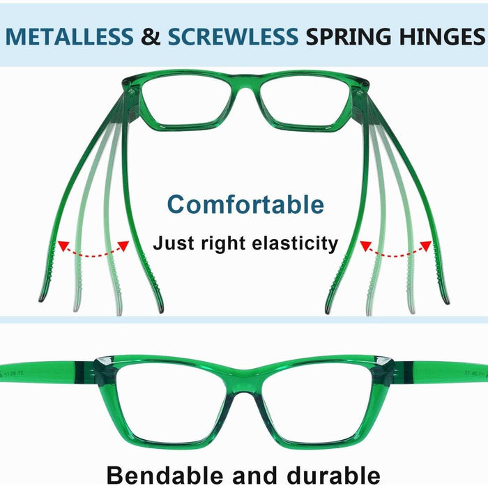 6 Pack Cat-eye Reading Glasses Screwless Metalless Readers R2514