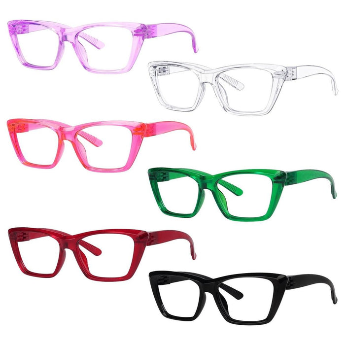 6 Pack Cat-eye Reading Glasses Screwless Metalless Readers R2514