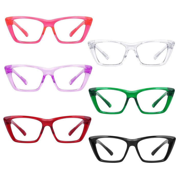 6 Pack Cat-eye Reading Glasses Screwless Metalless Readers R2514