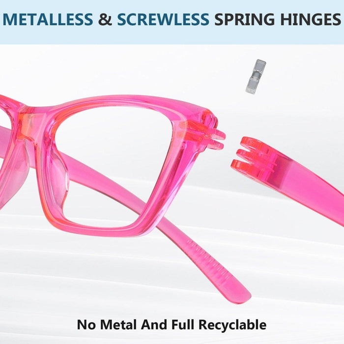 6 Pack Cat-eye Reading Glasses Screwless Metalless Readers R2514