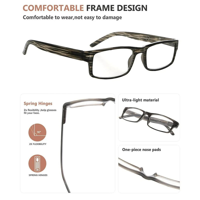 eyekeeper.com 6 Pack Fashionable Rectangle Striped Reading Glasses R026 Eyeglasses