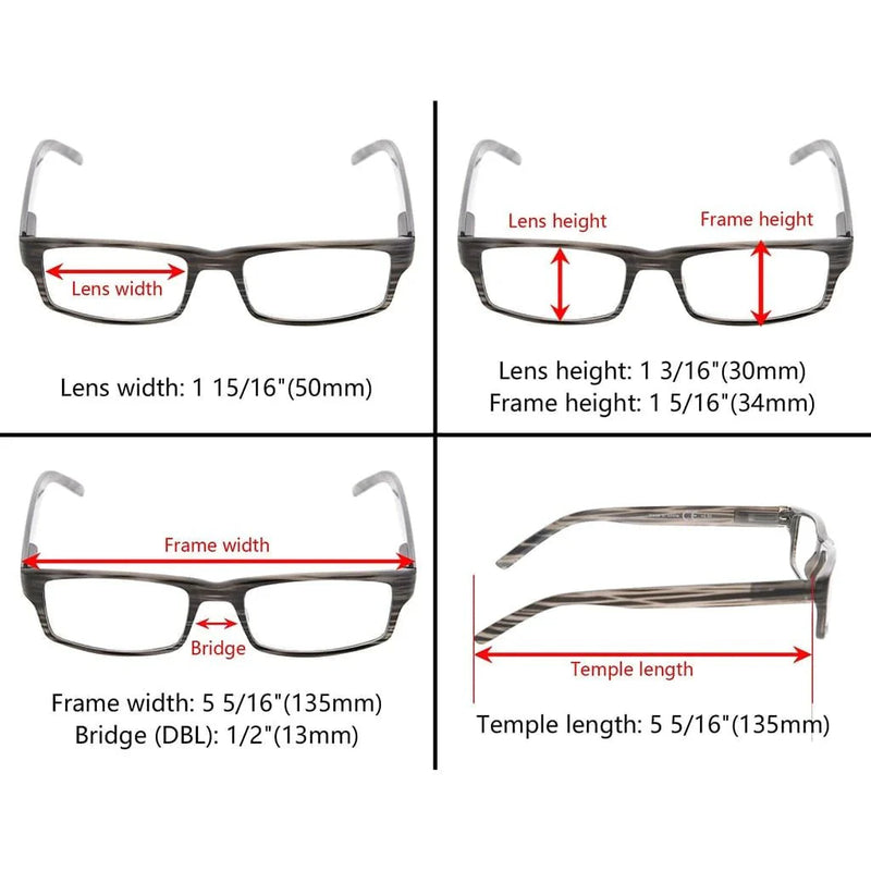 eyekeeper.com 6 Pack Fashionable Rectangle Striped Reading Glasses R026 Eyeglasses