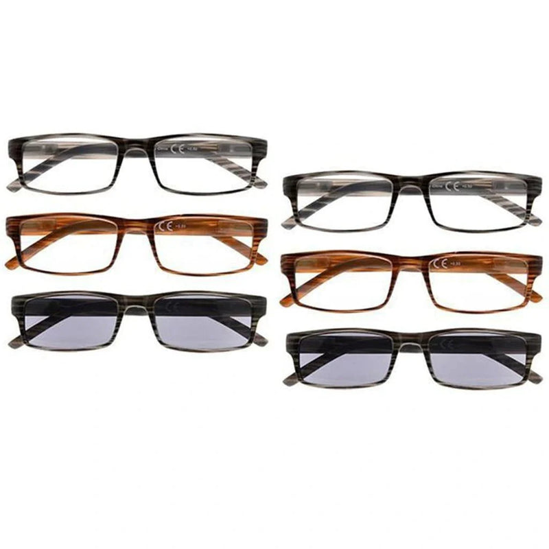eyekeeper.com 6 Pack Fashionable Rectangle Striped Reading Glasses R026 Eyeglasses