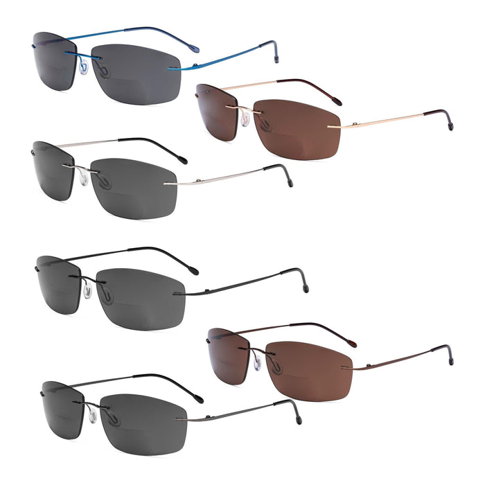 Eyekeeper - 6 Pack Frameless Bifocal Sunglasses Reading Glasses Sgwk4