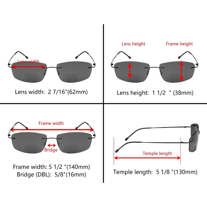 Eyekeeper - 6 Pack Frameless Bifocal Sunglasses Reading Glasses Sgwk4