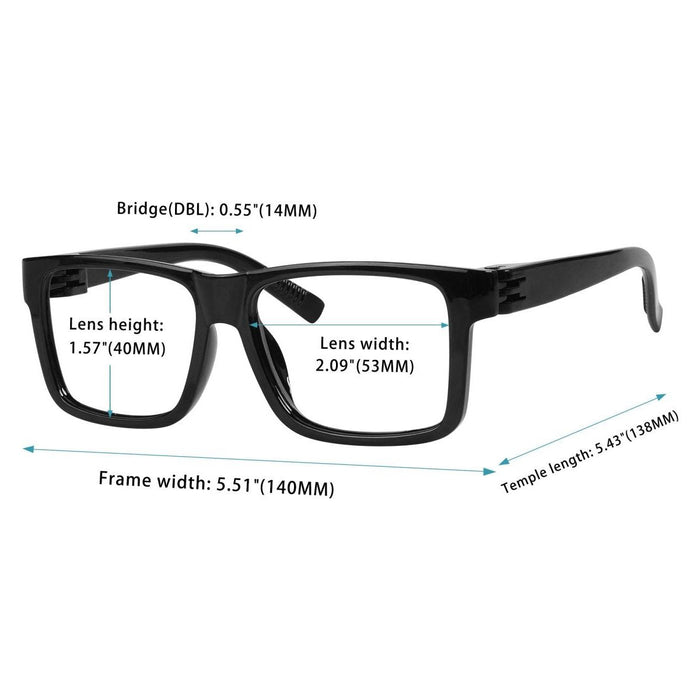 6 Pack Large Frame Thick Spring Hinge Metalless Reading Glasses NR2142