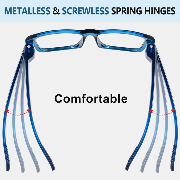 6 Pack Large Frame Thick Spring Hinge Metalless Reading Glasses NR2142