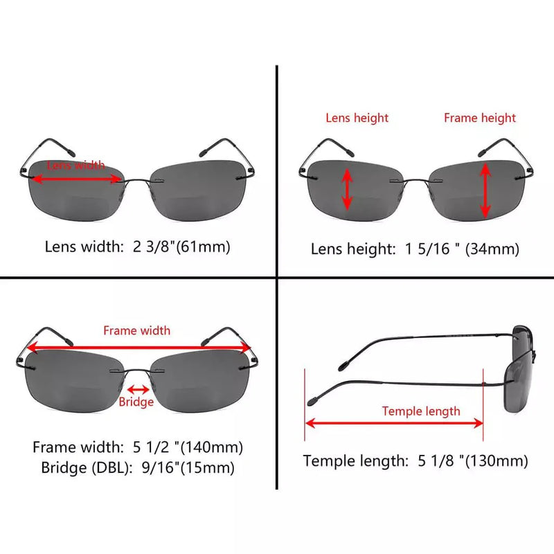 eyekeeper.com 6 Pack Lightweight Rimless Bifocal Reading Sunglasses SGWK2 Sunglasses