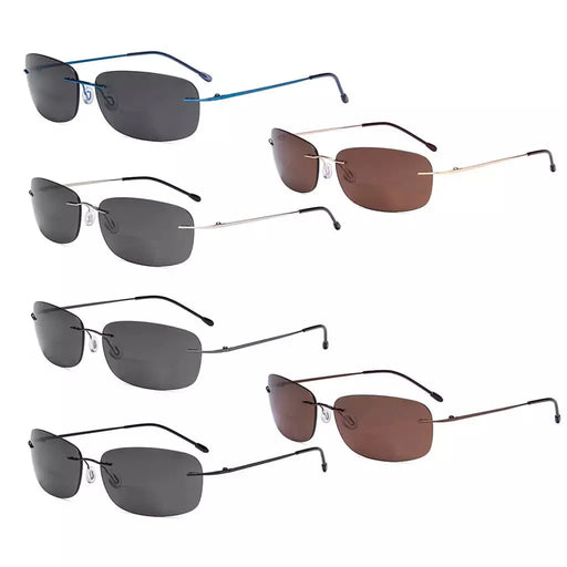 eyekeeper.com 6 Pack Lightweight Rimless Bifocal Reading Sunglasses SGWK2 Sunglasses