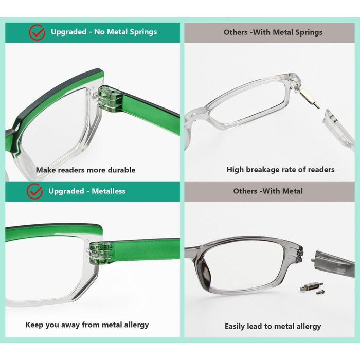 Eyekeeper - 6 Pack Metalless Reading Glasses Screwless Readers R2204