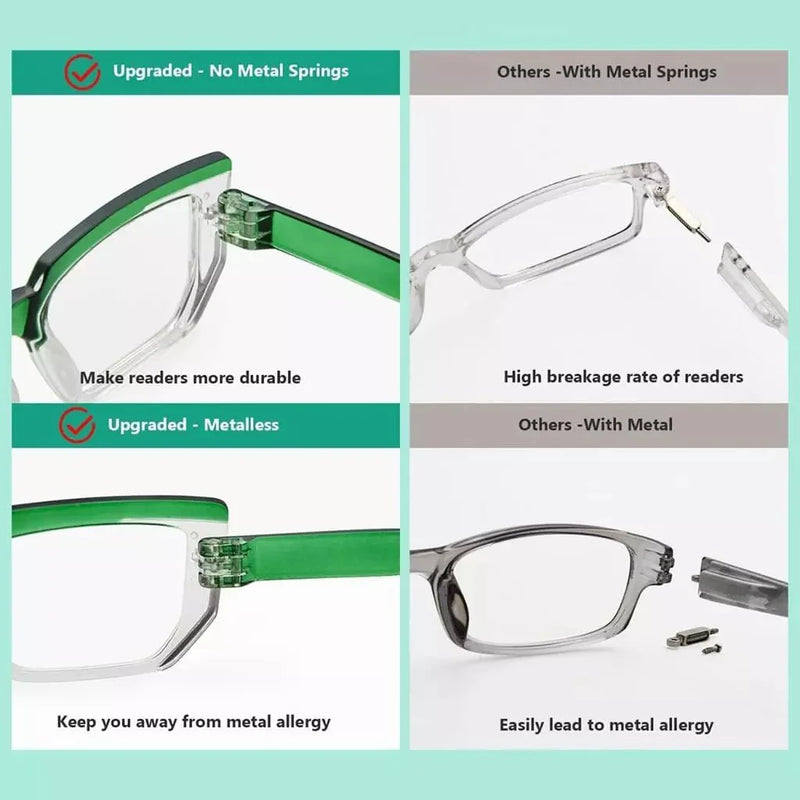 eyekeeper.com 6 Pack Metalless Design Screwless Spring Hinges Reading Glasses R2204 Eyeglasses