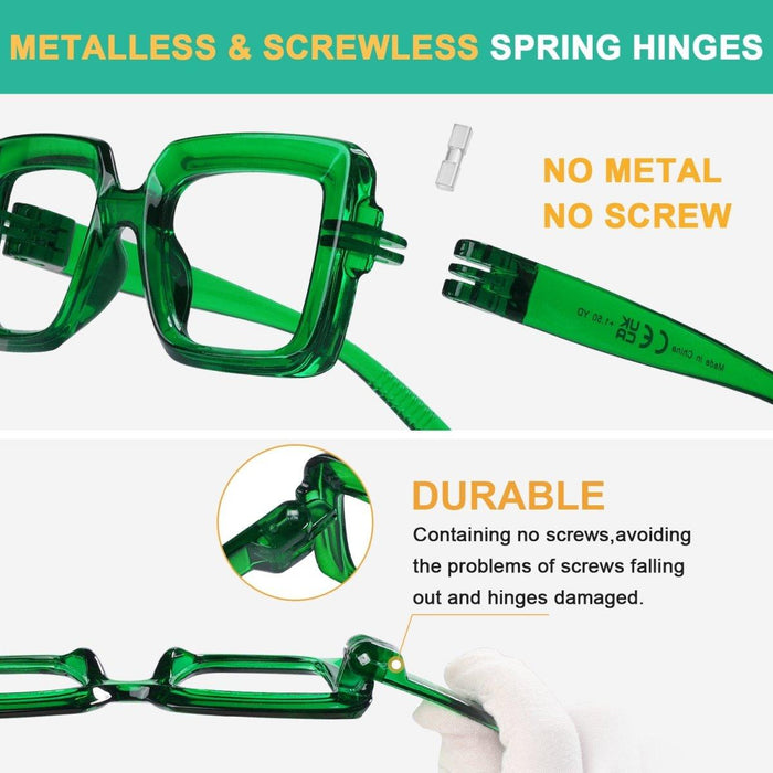 6 Pack Metalless Screwless Thick Spring Hinge Reading Glasses NR2101