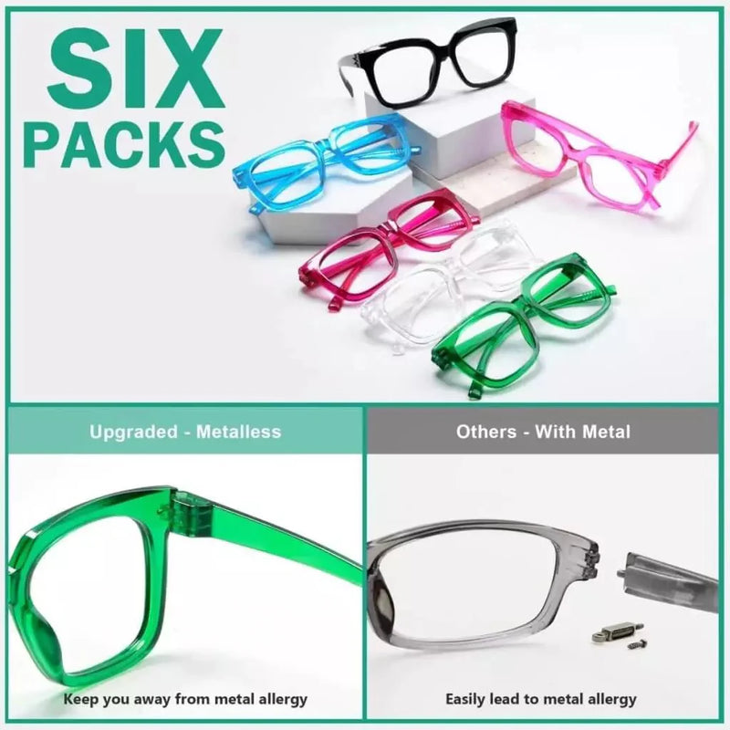 eyekeeper.com 6 Pack Oversized Metalless Screwless Reading Glasses R2144 Eyeglasses