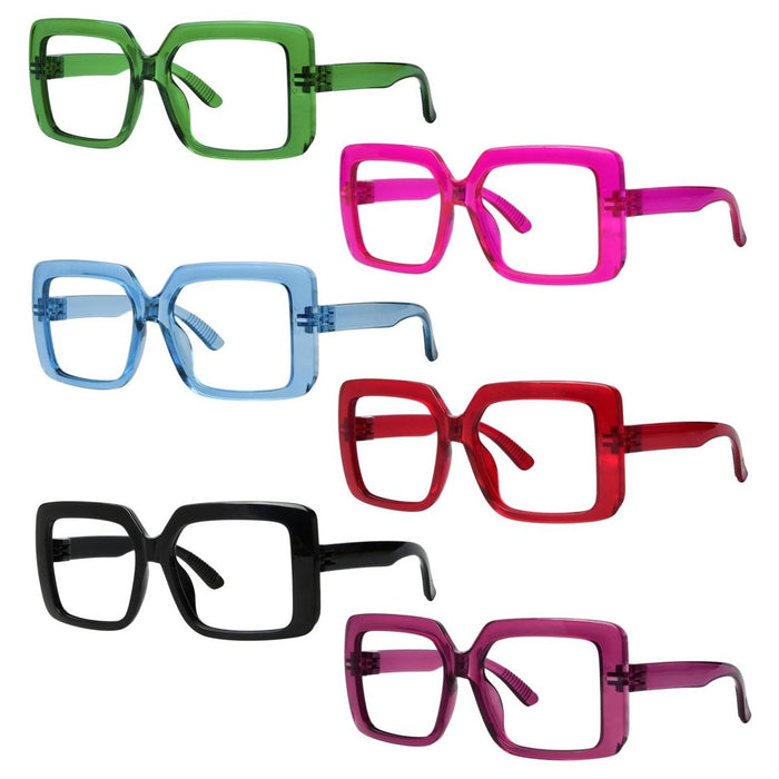 Eyekeeper - 6 Pack Oversized Screwless Metalless Reading Glasses R2311