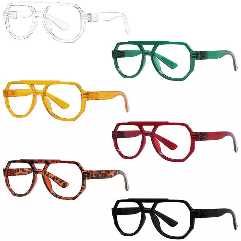 eyekeeper.com 6 Pack Pilot Metalless Screwless Spring Hinge Reading Glasses NR2309 Eyeglasses