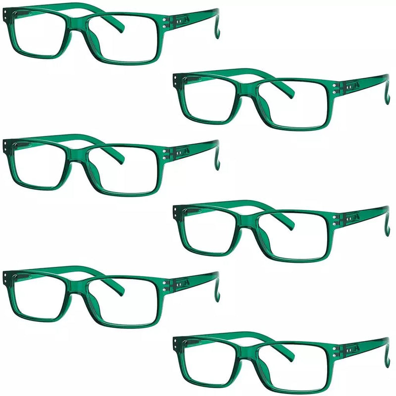 eyekeeper.com 6 Pack Reading Glasses Rectangle Readers 3-R032 Eyeglasses
