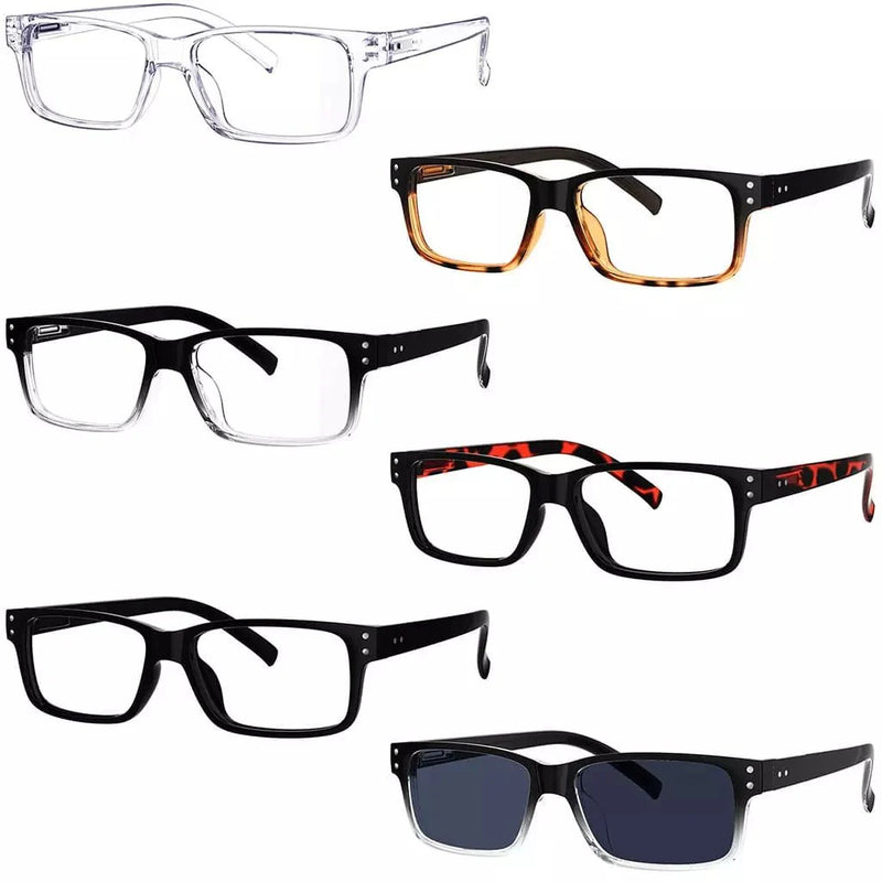 eyekeeper.com 6 Pack Reading Glasses Rectangle Readers 3-R032 Eyeglasses