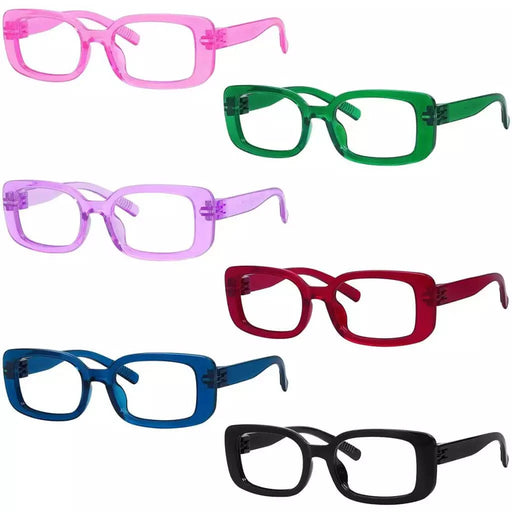 eyekeeper.com 6 Pack Rectangle Screwless Metalless Reading Glasses R2502 Eyeglasses