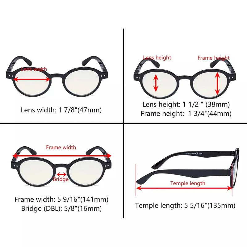 eyekeeper.com 6 Pack Round Blue Light Filter Reading Glasses UVR070 Eyeglasses