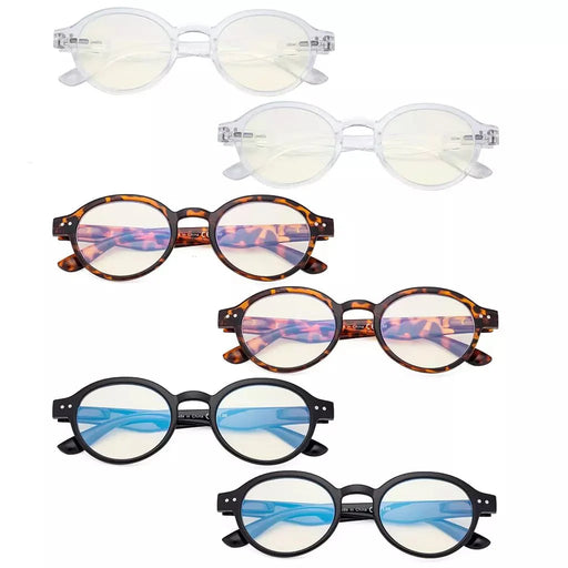 eyekeeper.com 6 Pack Round Blue Light Filter Reading Glasses UVR070 Eyeglasses